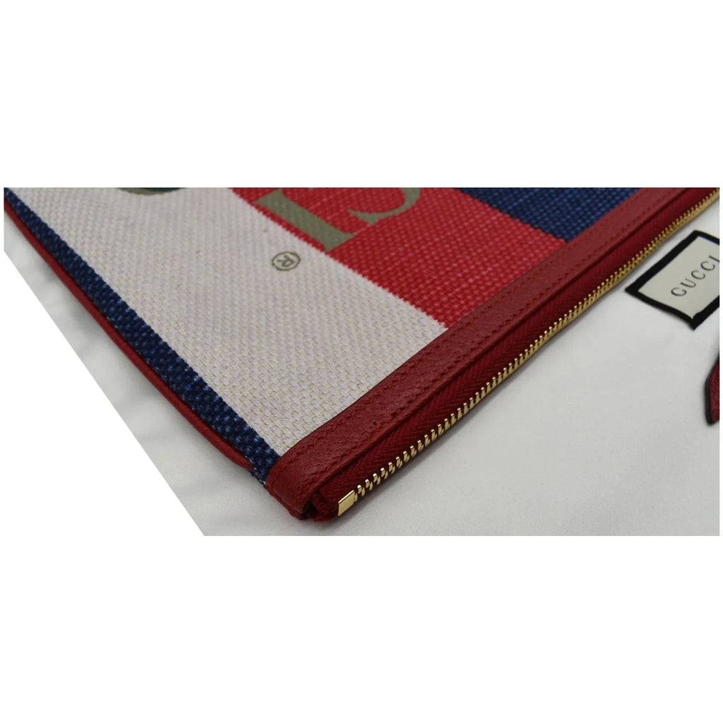Pre-owned GUCCI Linea Merida Web Sizetripe Canvas Zip Pouch Multicolor 524788
