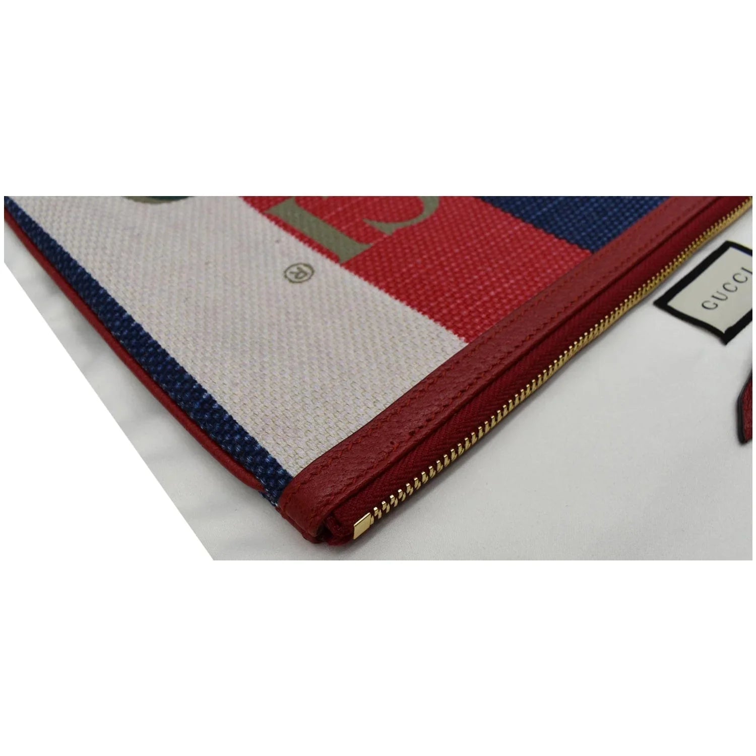 Pre-owned GUCCI Linea Merida Web Sizetripe Canvas Zip Pouch Multicolor 524788