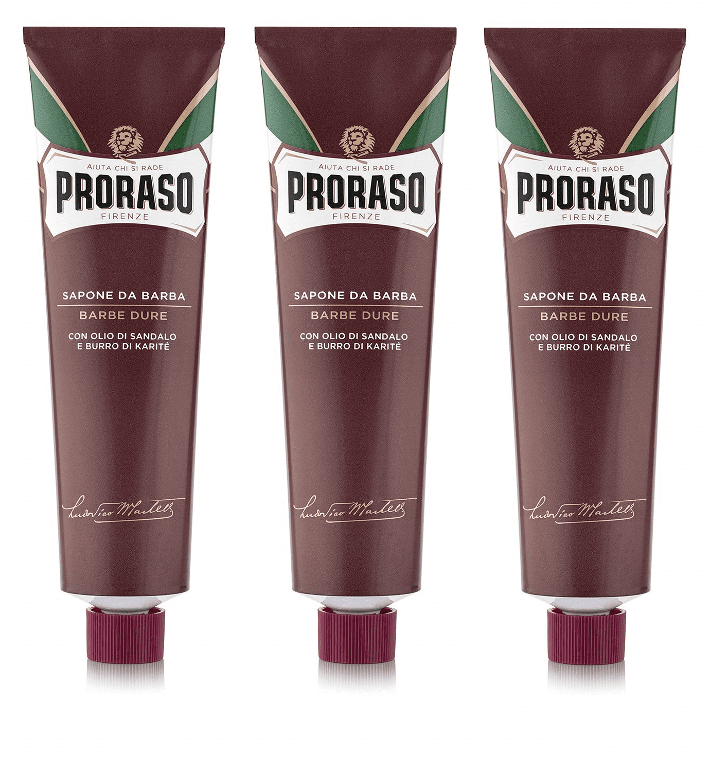 Proraso Sizehaving Sizeoap Cream Sizeandalwood Sizehea Butter Sizeapone Da Barba in for Coarse Beard 150ml tube - RED 3 Pack