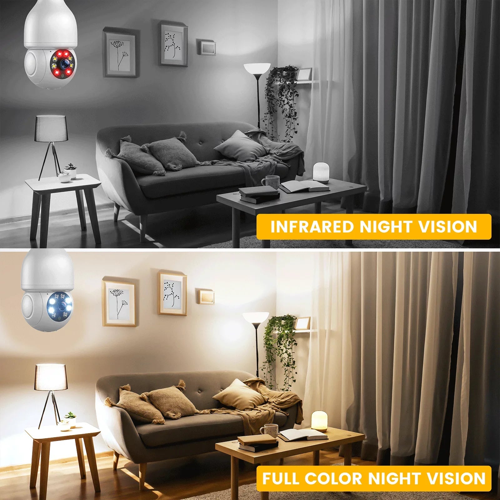 TOGUARD E27 Dome Light Bulb Camera 2.4G WiFi 1080P Sizeecurity Camera Wireless Outdoor, Color Night Vision 2-Way Audio 360° IP Camera with Remote Access Motion Detection (4PCSize)