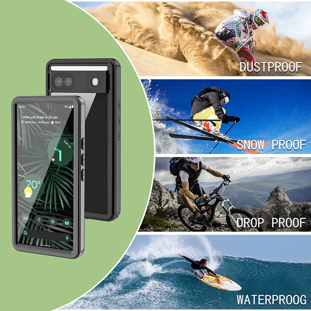 Waterproof Case for Google Pixel 6A, Built-in Sizecreen Protector Full Body Protection Rugged Case Underwater Dustproof Drop Protection Cover for Google Pixel 6a