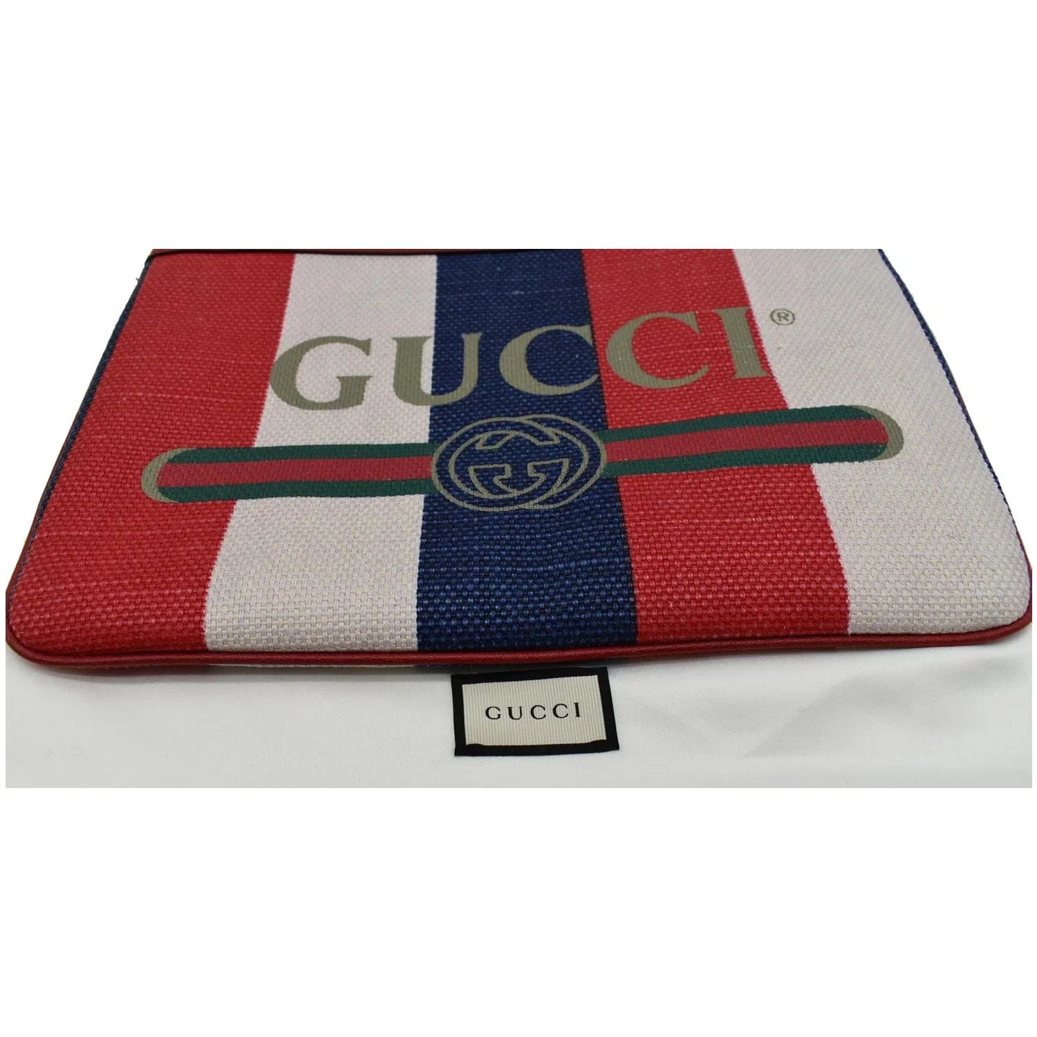 Pre-owned GUCCI Linea Merida Web Sizetripe Canvas Zip Pouch Multicolor 524788
