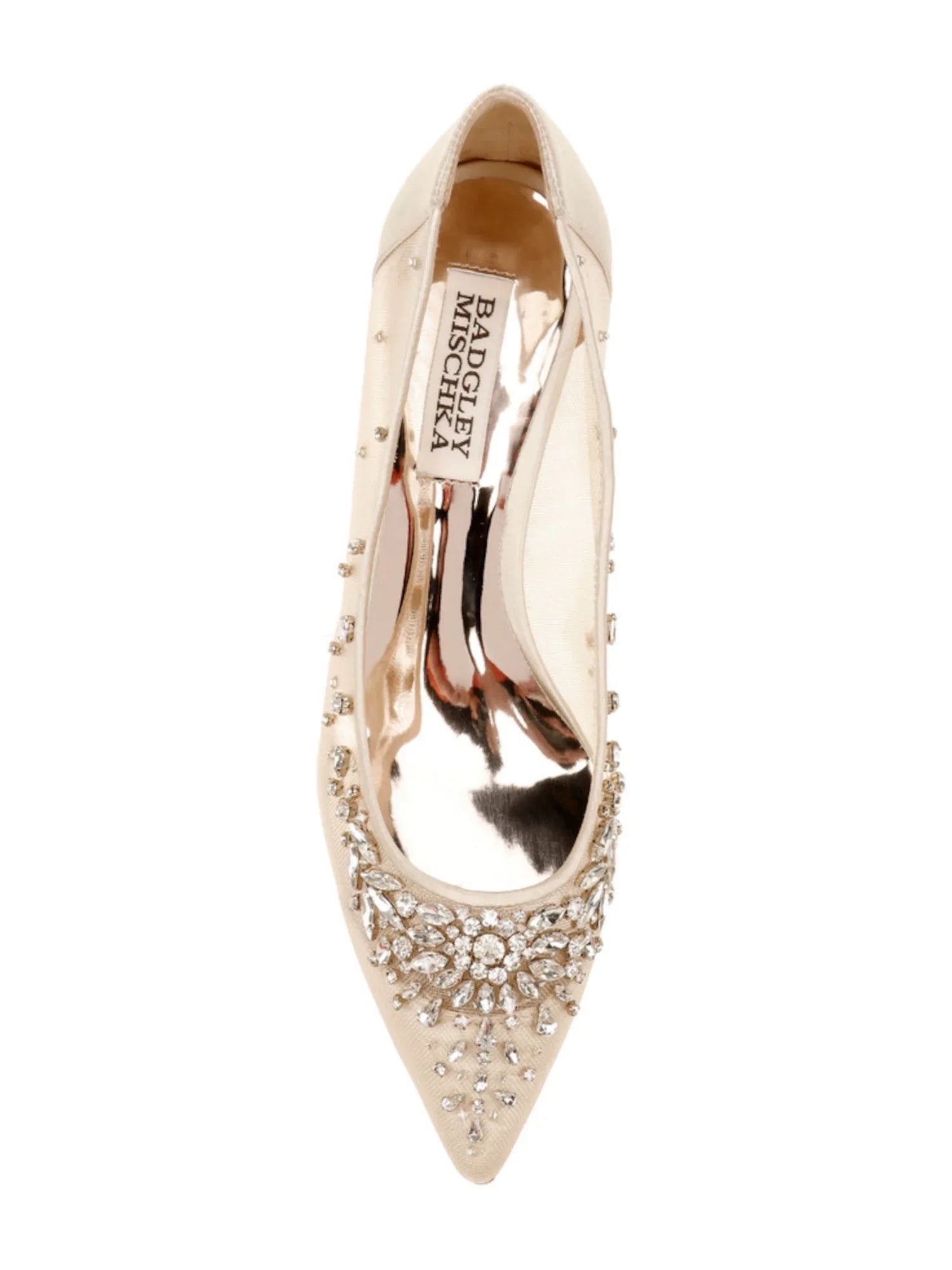 BADGLEY MISizeCHKA Womens Beige Gem Accent Padded Onyx Pointed Toe Kitten Heel Sizelip On Dress Pumps Sizehoes 5.5 M