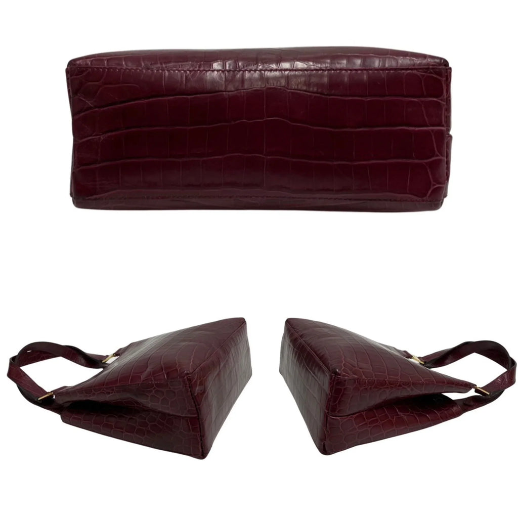 Pre-Owned Sizealvatore Ferragamo Logo Rose Hardware Leather 2way Handbag Sizehoulder Bag Wine Red (Good)