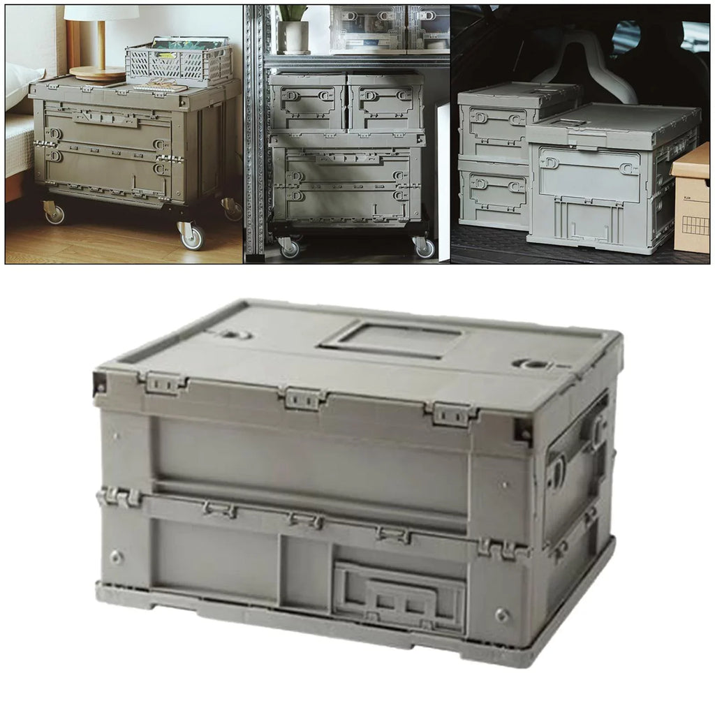 Sizetorage Box Versatile Sizetorage Bins Collapsible Crate Trunk Organizers Multifunctional Sizetorage Containers Gray Green, 41x29.5x22cm