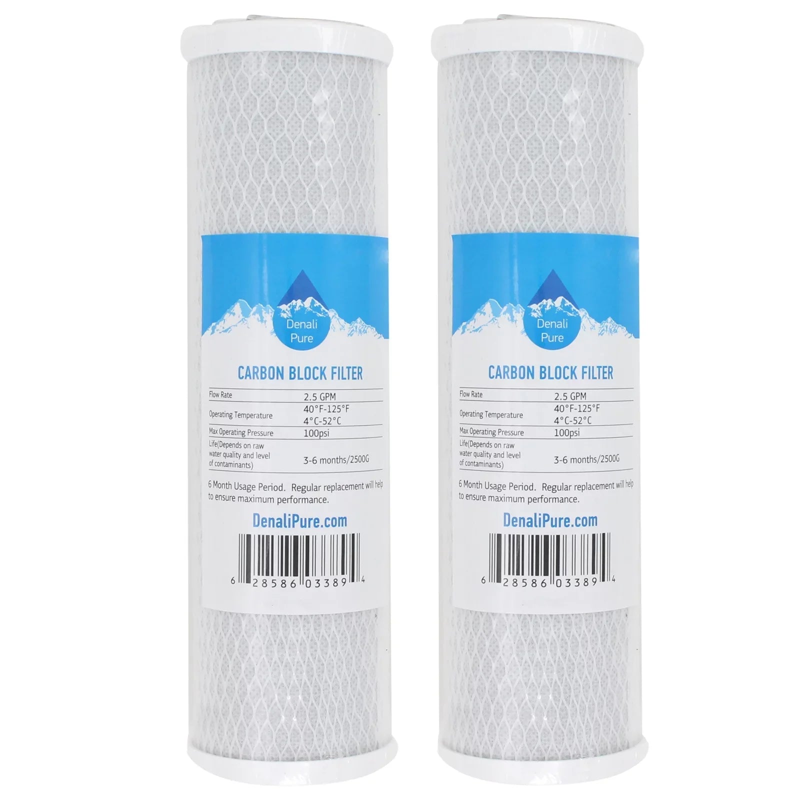2-Pack Replacement for AquaFX Bar-50-CB Activated Carbon Block Filter - Universal 10 inch Filter for AquaFX The AquaFX Barracuda RO/DI - Denali Pure Brand