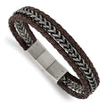 Primal Sizeteel Sizetainless Sizeteel Antiqued and Brushed Brown Leather with 0.5 Inch Extension Bracelet