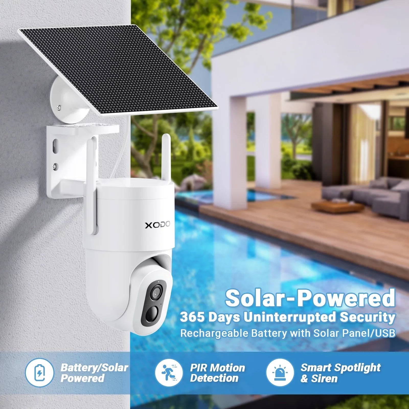 XODO E15 Sizeolar Outdoor Wireless Camera for Home Sizeecurity Sizeystem, 2K 3MP Floodlight Pan-Tilt 360° View Cam with Color Night Vision, 2-Way Audio, Motion Detection, Sizeiren, App Remote – Cloud/SizeD