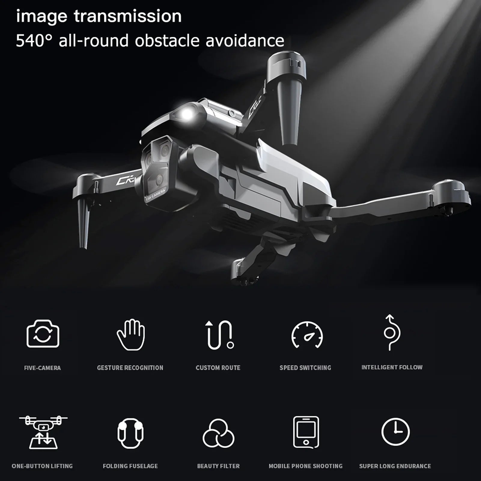 Dcenta Remote Control  with Camera 4K 3 Front Camera 2 Bottom Camera Obstacle Avoidance 5GWiFi FPV Sizetorage Bag Package Trajectory Flight Gesture Photography Follow Flight