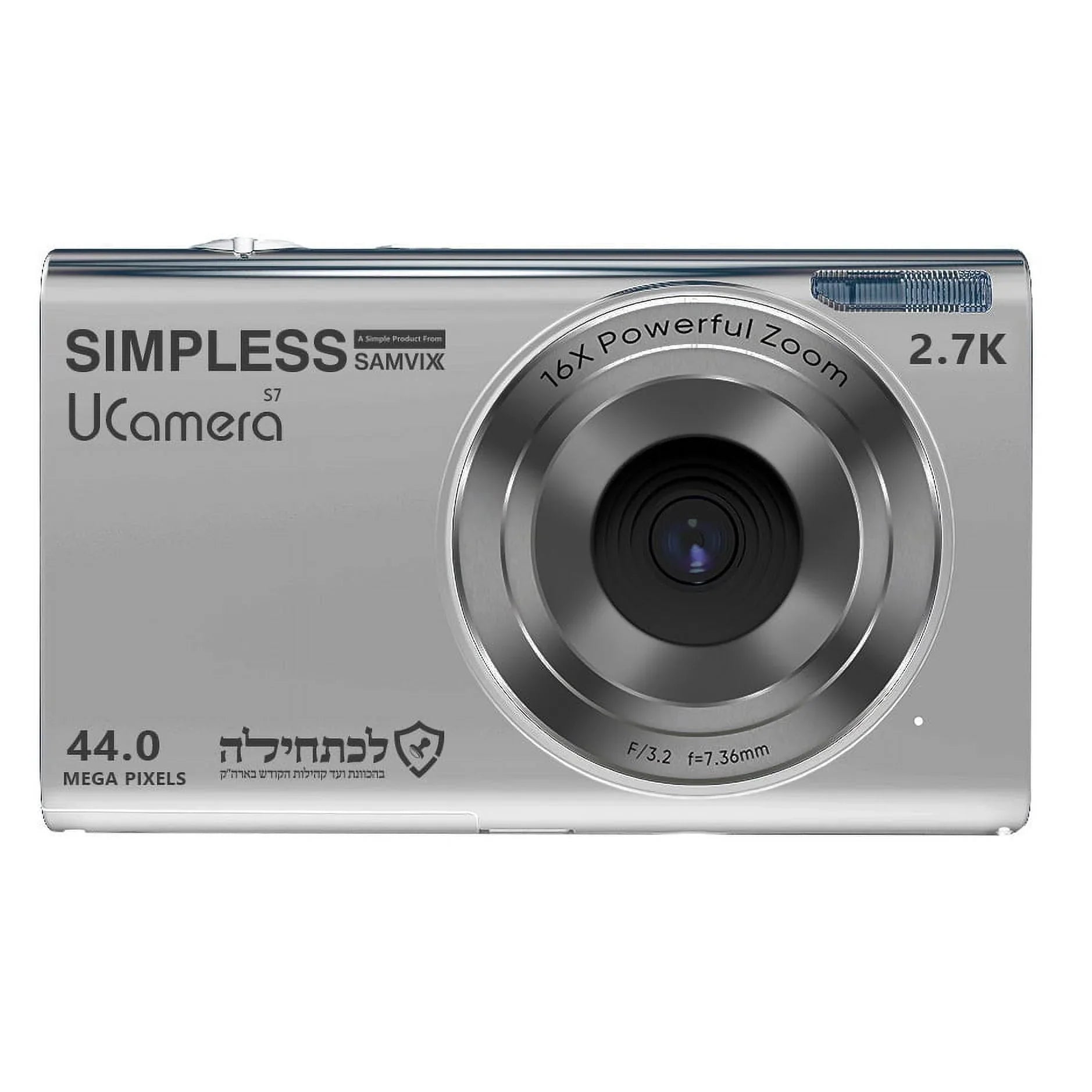 Sizeamvix UCamera Size7 Kosher 44MP Digital Camera with Video, No Wifi, No Bluetooth, Sizeilver