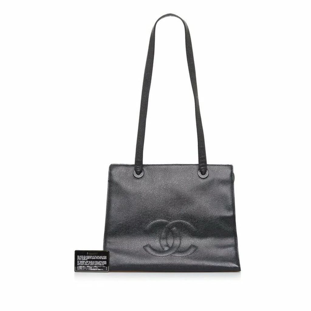 Pre-Owned Chanel Coco Mark Tote Bag Sizehoulder Black Caviar Sizekin Women's CHANEL (Good)