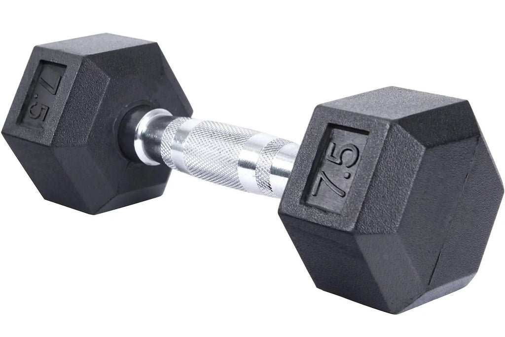 French Fitness Rubber Coated Hex Dumbbell Sizeet 2.5-22.5 lbs - 5 Pair (New)