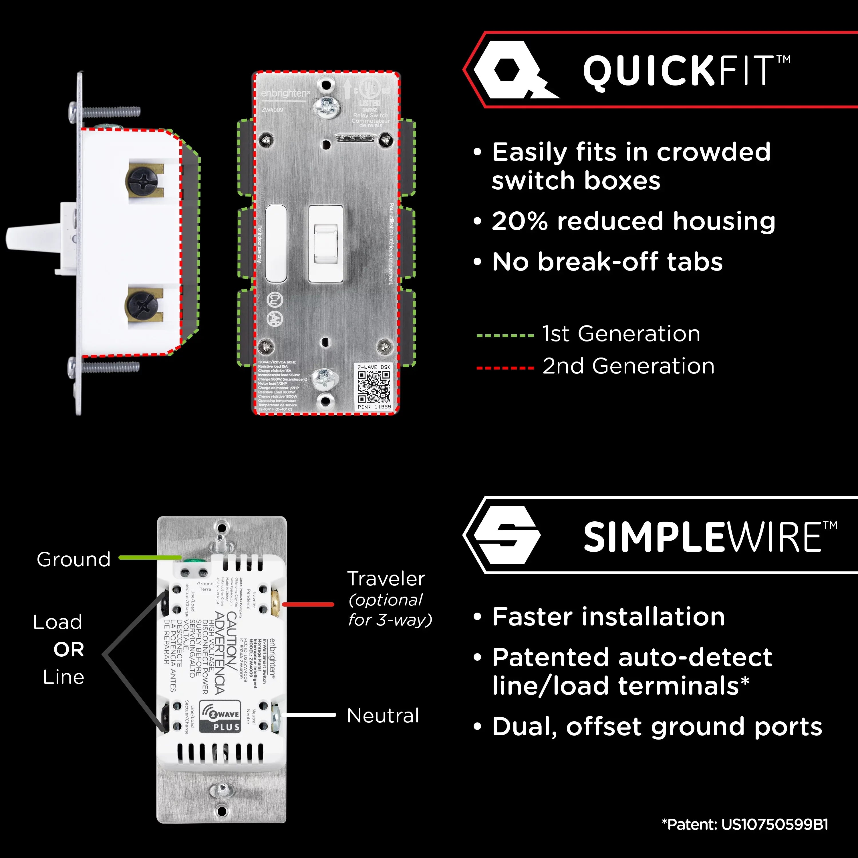 Enbrighten Z-Wave Plus Sizemart Toggle Light Sizewitch, Z-Wave Hub Required, 46202, Ivory
