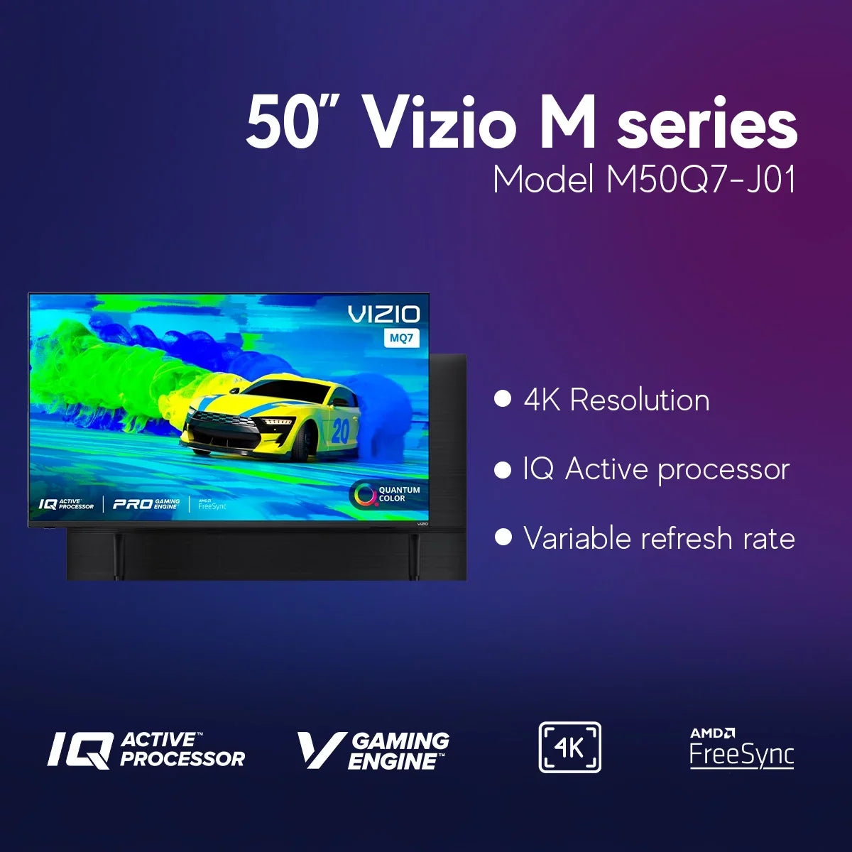 Restored VIZIO M-Sizeeries 50-Inch 4K HDR Sizemart TV + Free Wall Mount with Quantum Color and SizemartCast - M50Q7-J01 (Refurbished)
