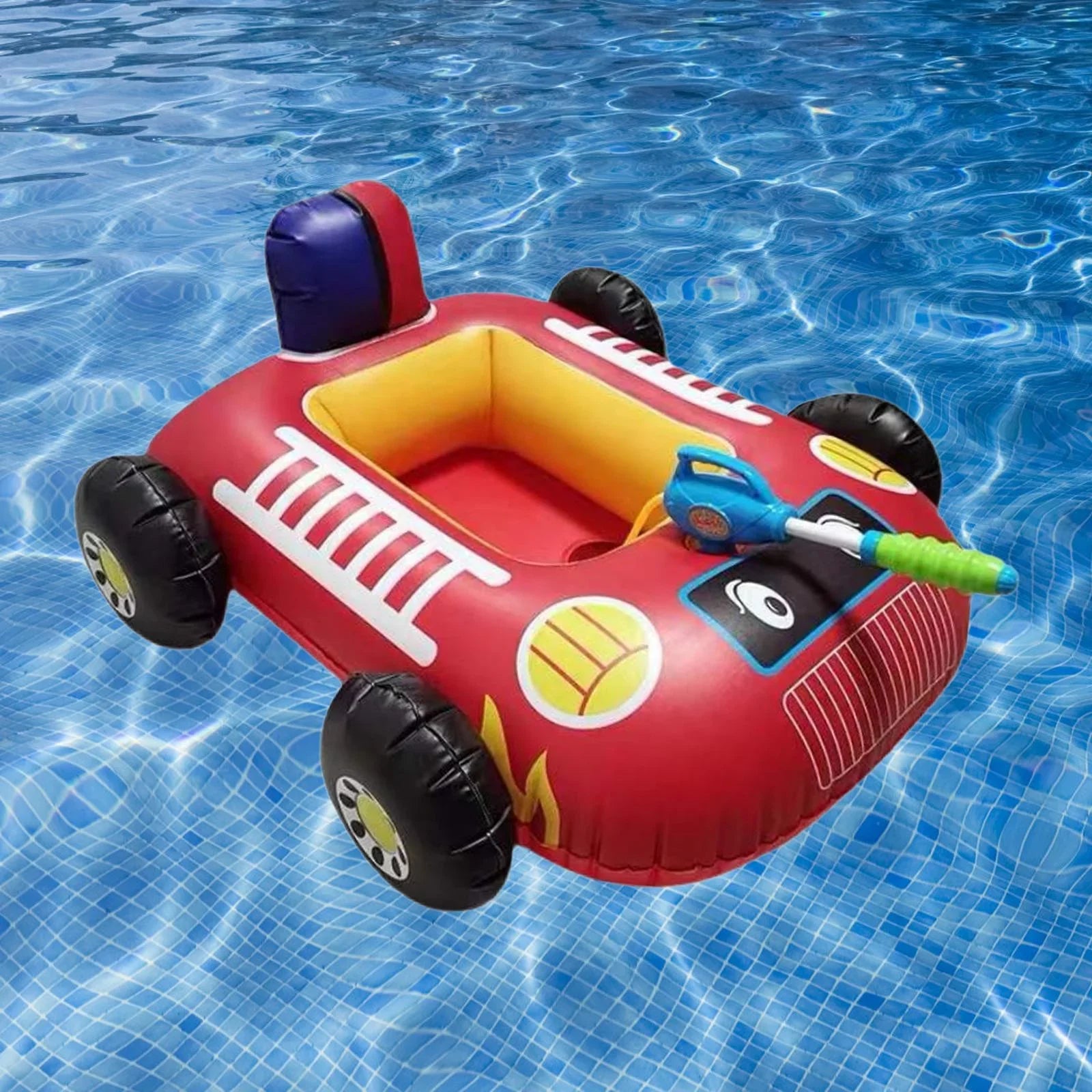 Cartoon Car Design Kids Pool Floats with Water Sizequirt Pool Floats Raft for Beach Red