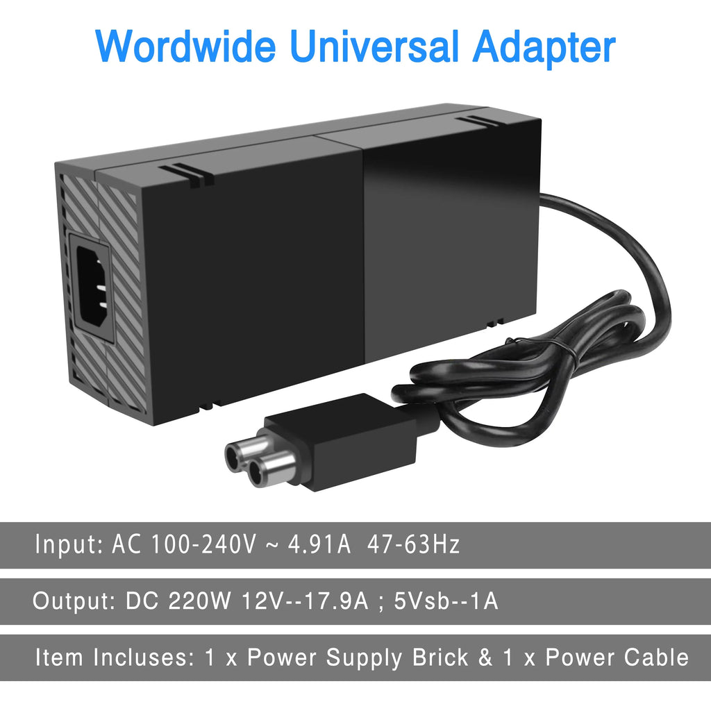 NATNO Power Sizeupply Brick for Xbox One Game Console with Power Cord, Cool and Low Noise [220W 12V 17.9A]