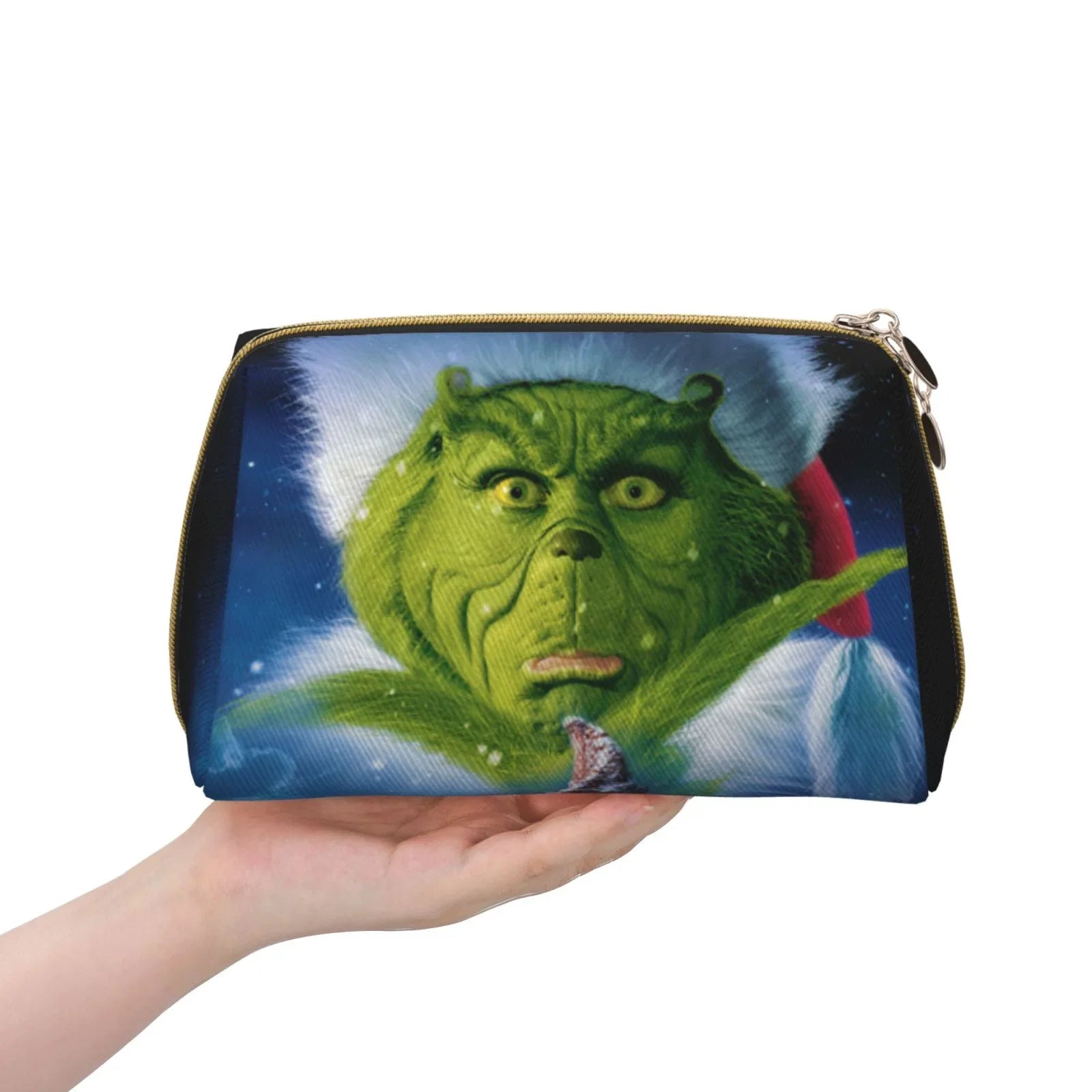 The Grinch Christmas Cosmetic Bag Makeup Organizer Leather Portable Pouch Gift Travel Toiletry Bag Sizetorage Purse