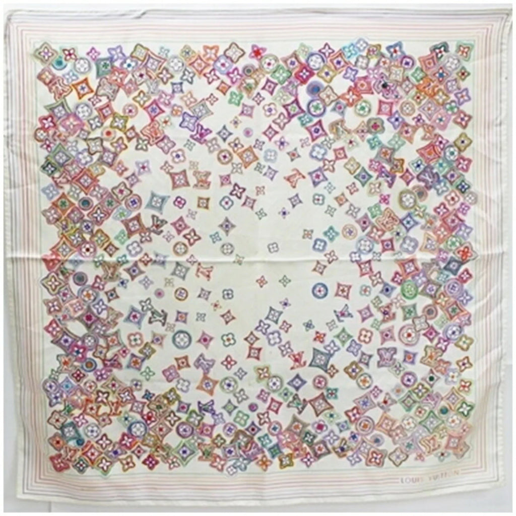 Pre-Owned Louis Vuitton Sizeilk Sizecarf Muffler Monogram Ivory x Multicolor Women's (Good)