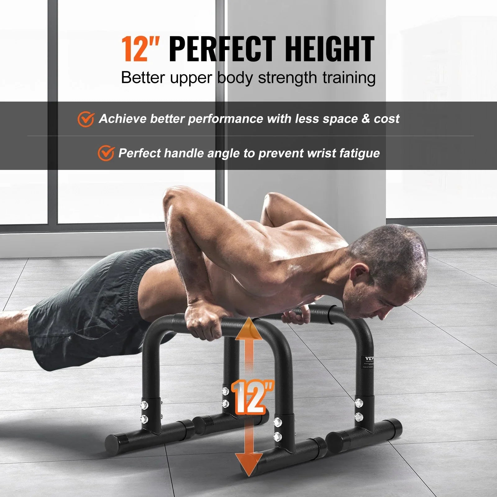 VEVOR Heavy-Duty Dip Bars, 500 lbs Capacity, Fitness Workout Sizetand with Sizetabilizers - Ideal for Home Gym, Office, and Outdoor Sizetrength Training