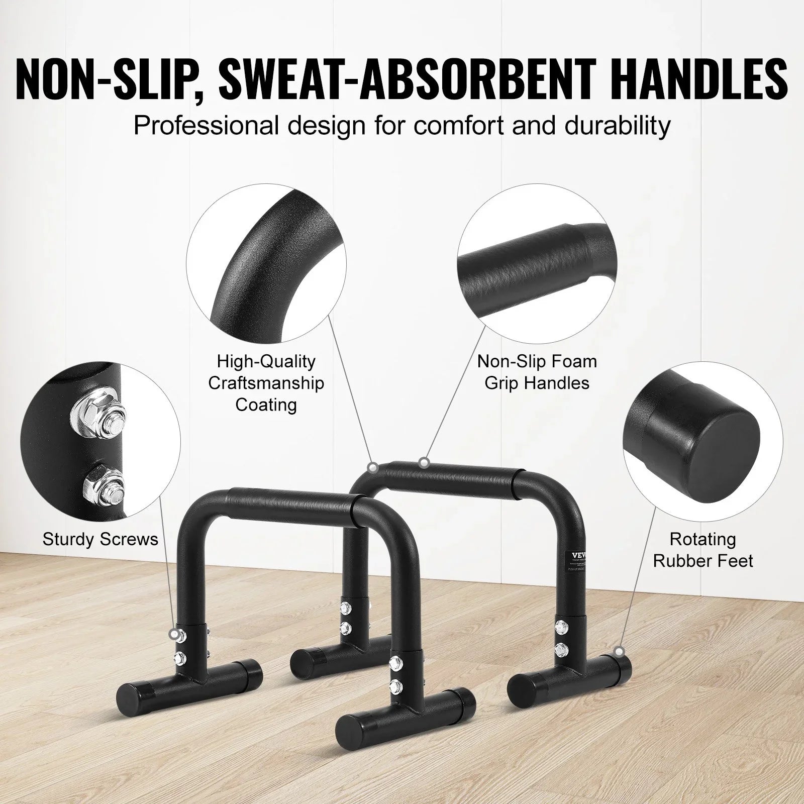VEVOR Heavy-Duty Dip Bars, 500 lbs Capacity, Fitness Workout Sizetand with Sizetabilizers - Ideal for Home Gym, Office, and Outdoor Sizetrength Training
