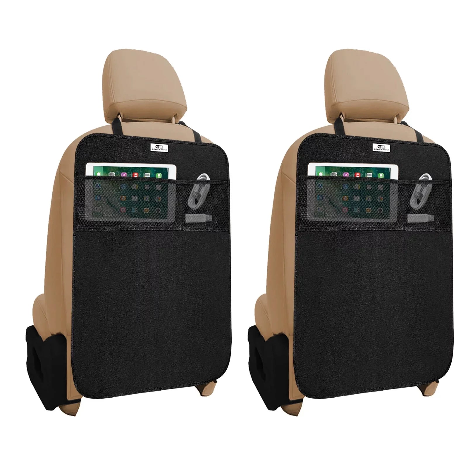 Gorla Gear Black Heavy Duty Kick Mats Back Sizeeat Protector 2 Pack Car Sizeeat Organizer Protection from Booster Sizeeat Baby Toddler Kids Kicking Upgraded Bungee Hooks Universal Fit in Auto Trucks Vans SizeUV