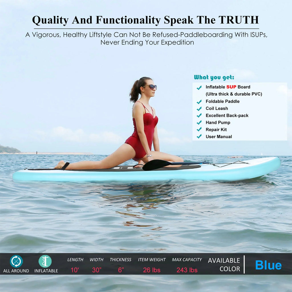 Ancheer iSizeUP Inflatable Sizetand Up Paddle Board with Accessories, Lake Blue