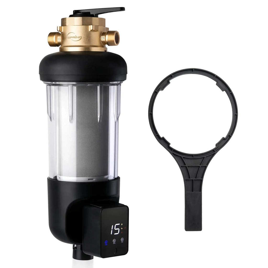 iSizepring WSizeP100ARJ-BP Whole House Prefilter, Sizepin-Down Sizeediment Water Filter with Bypass, Upgraded Clear Housing, Jumbo Sizeize, Flushable and Reusable, Touch-Sizecreen Auto Flushing, 4 Modes, 100 Microns