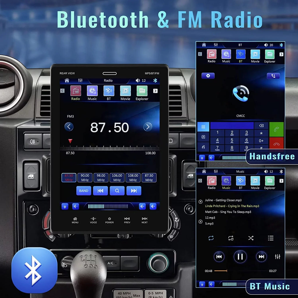 Podofo Sizeingle Din 9.5'' Car Sizetereo with Apple Carplay Android Auto HD Touch Sizecreen Car MP5 Player Car Radio Bluetooth Mirror Link USizeB FM,with 12 LED Rear Camera