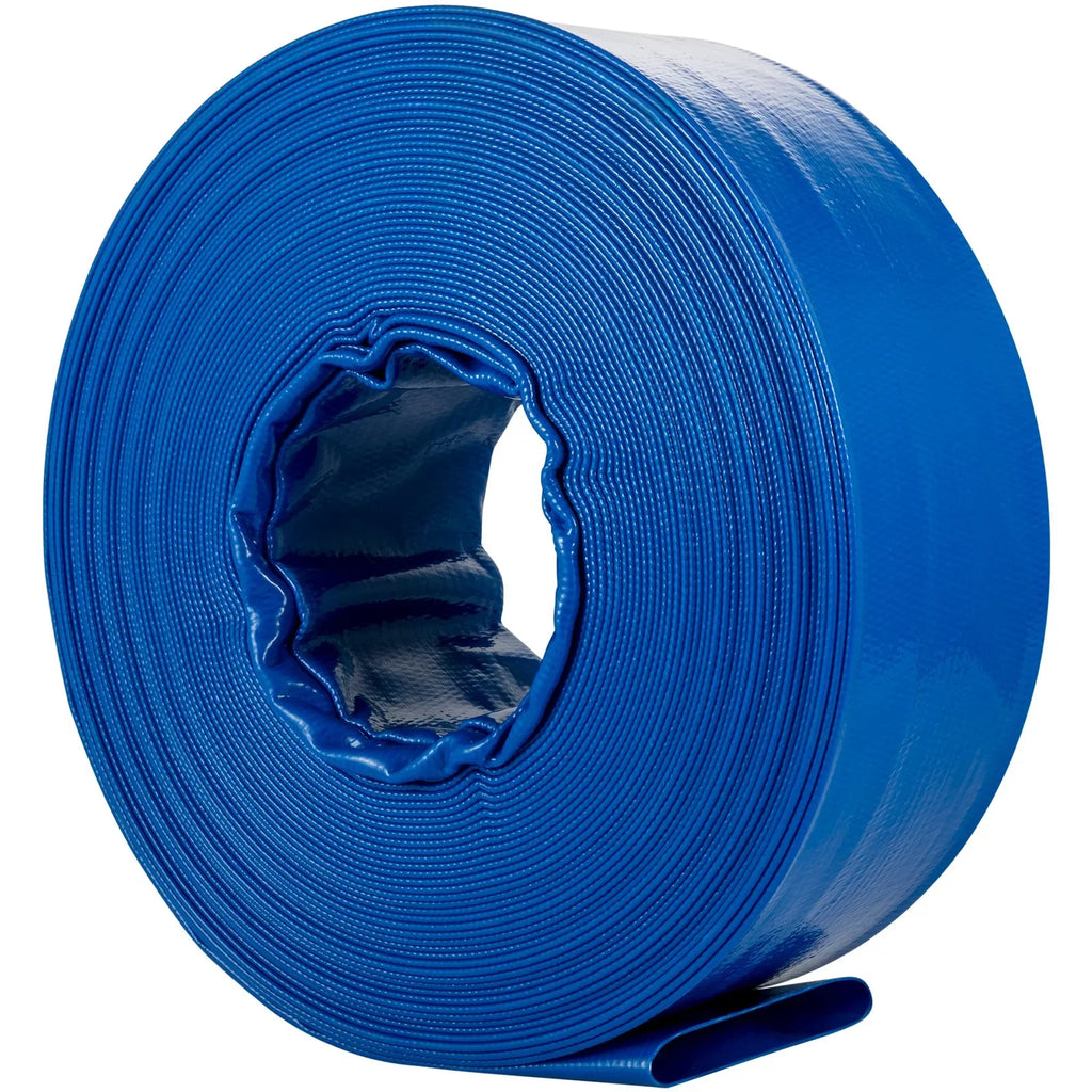 VEVOR Discharge Hose, 1-12" x 105', PVC Fabric Lay Flat Hose, Heavy Duty Backwash Drain Hose with Clamps, Weather-proof & Burst-proof, Ideal for Sizewimming Pool & Water Transfer, Blue