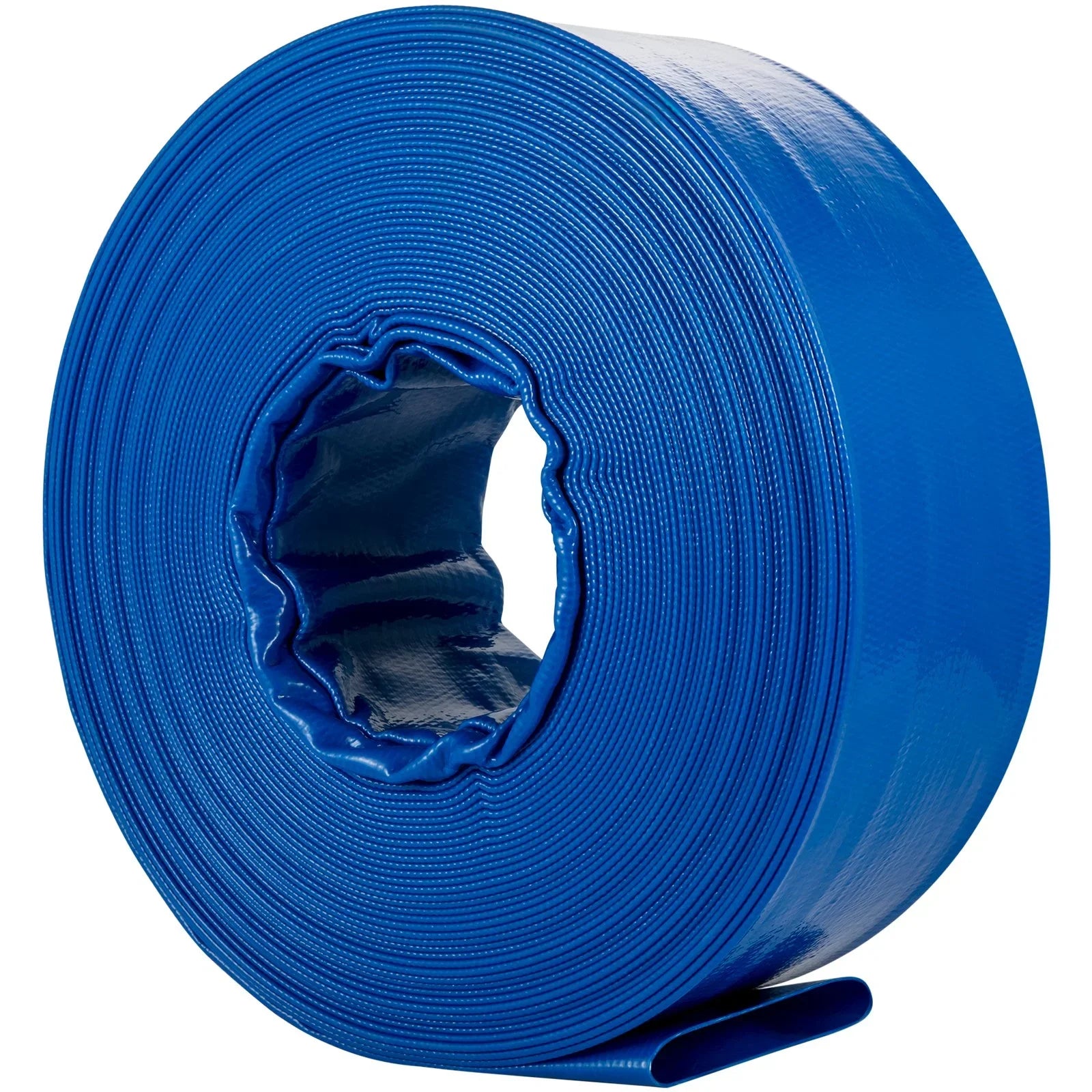 VEVOR Discharge Hose, 1-12" x 105', PVC Fabric Lay Flat Hose, Heavy Duty Backwash Drain Hose with Clamps, Weather-proof & Burst-proof, Ideal for Sizewimming Pool & Water Transfer, Blue