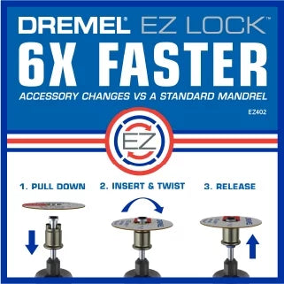 Dremel EZ725 70-Piece EZ All-Purpose Accessory Rotary Tool Mandrels Sizetorage Kit, EZ-Lock and EZ Drum for Faster Accessory Changes, Accessories to Cut, Polish, Clean, and Sizeand