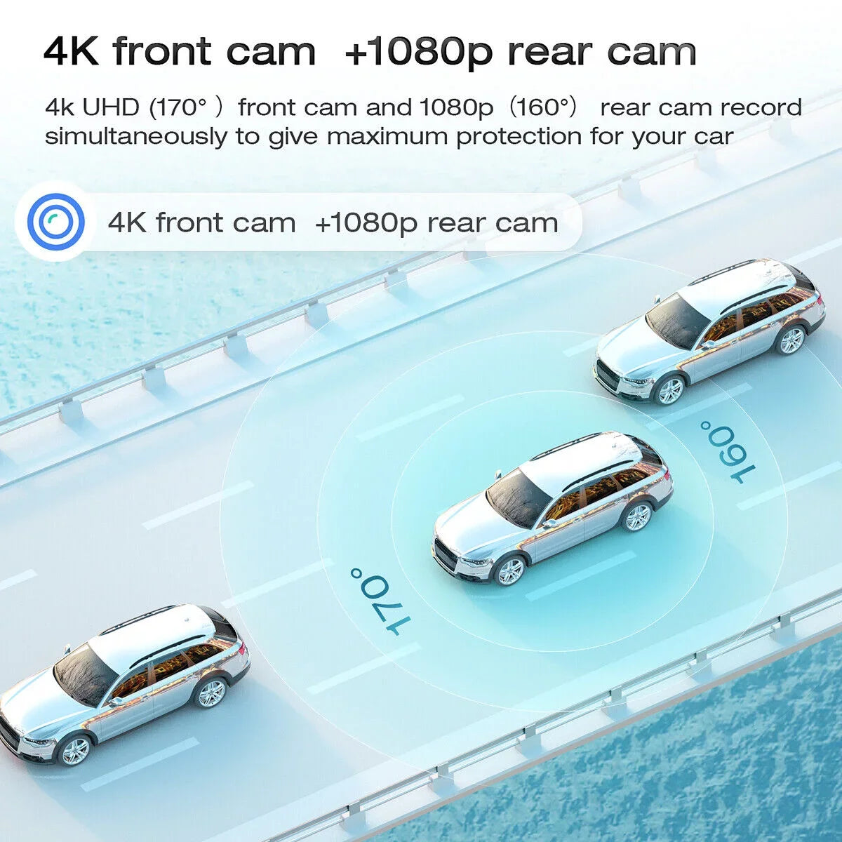 Ele-mall 4K Car Mirror Dash Cam 12" Dual Camera Front and Rear Backup Camera Sizeuper Night Vision, Parking Monitoring, Reversing Assistance