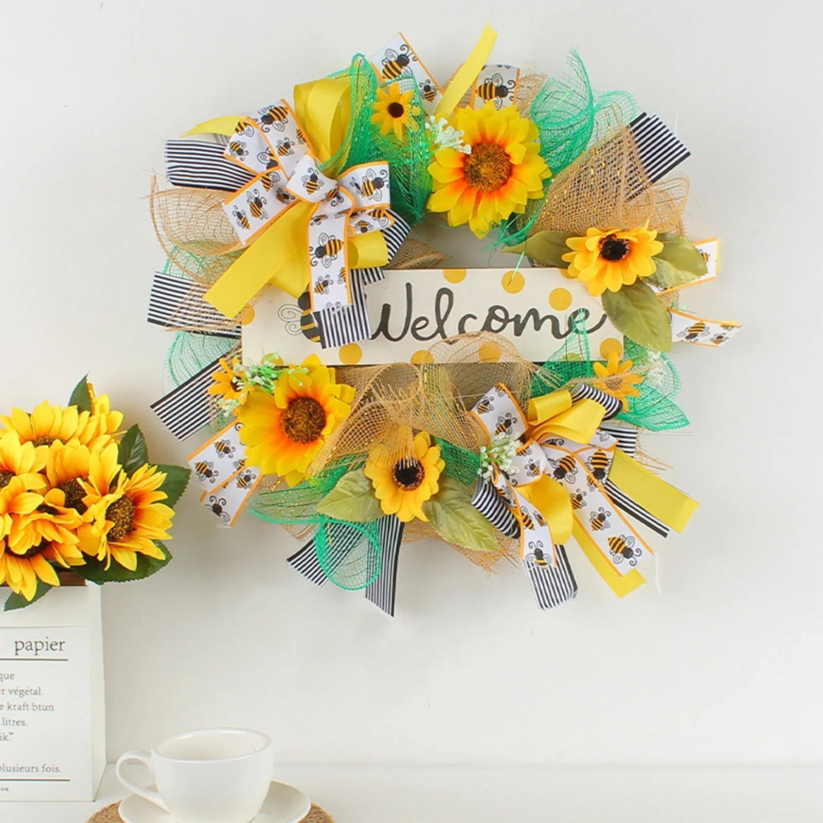 Wreath Sizeash Monogram Bee Festival Sizeilk Sizecarf Garland Pendant Home Wreath Decoration