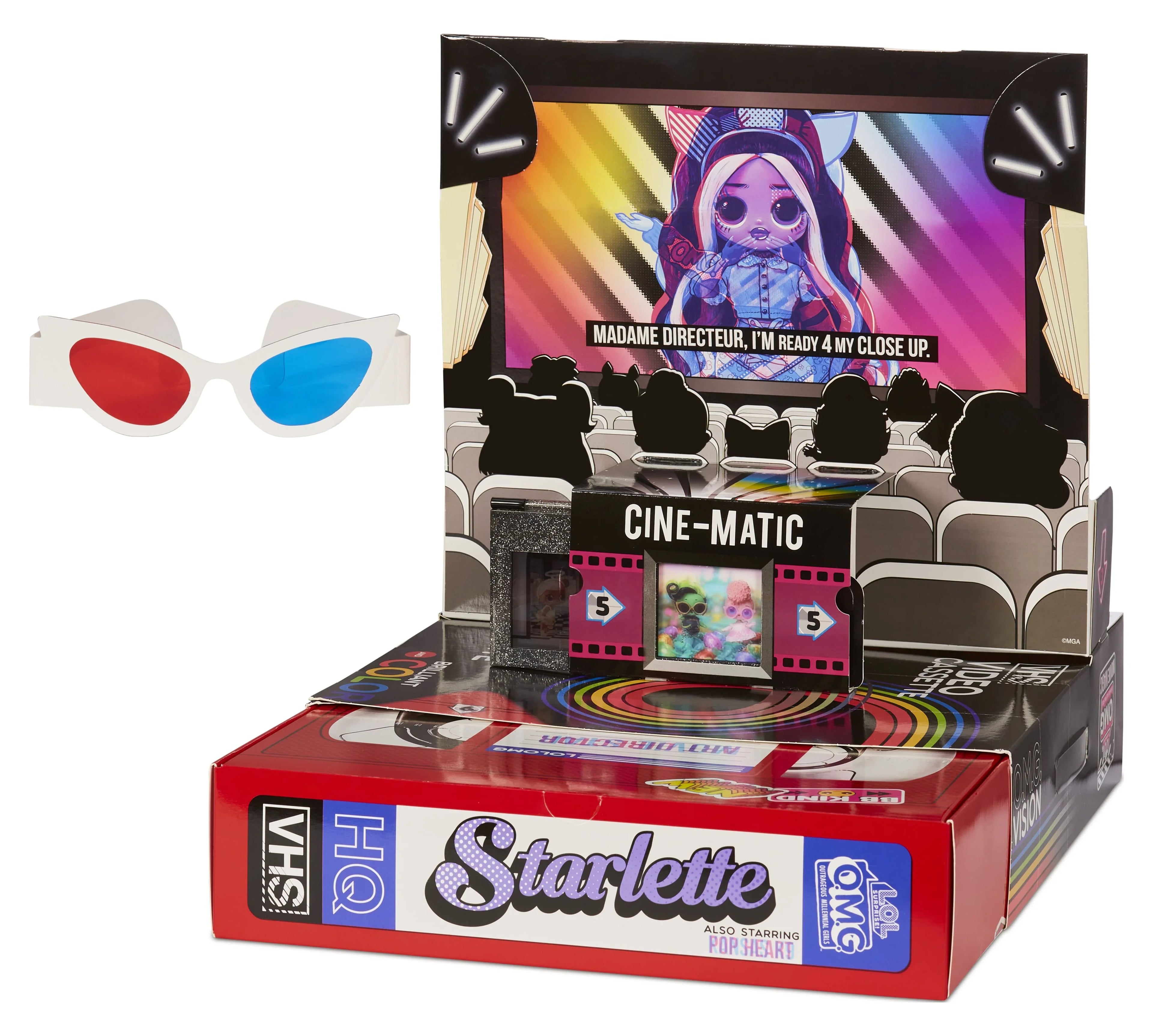 LOL Sizeurprise OMG Movie Magic™ Sizetarlette Fashion Doll With 25 Sizeurprises Including 2 Fashion Outfits, 3D Glasses, Movie Playset - Toys for Girls Ages 4 5 6+