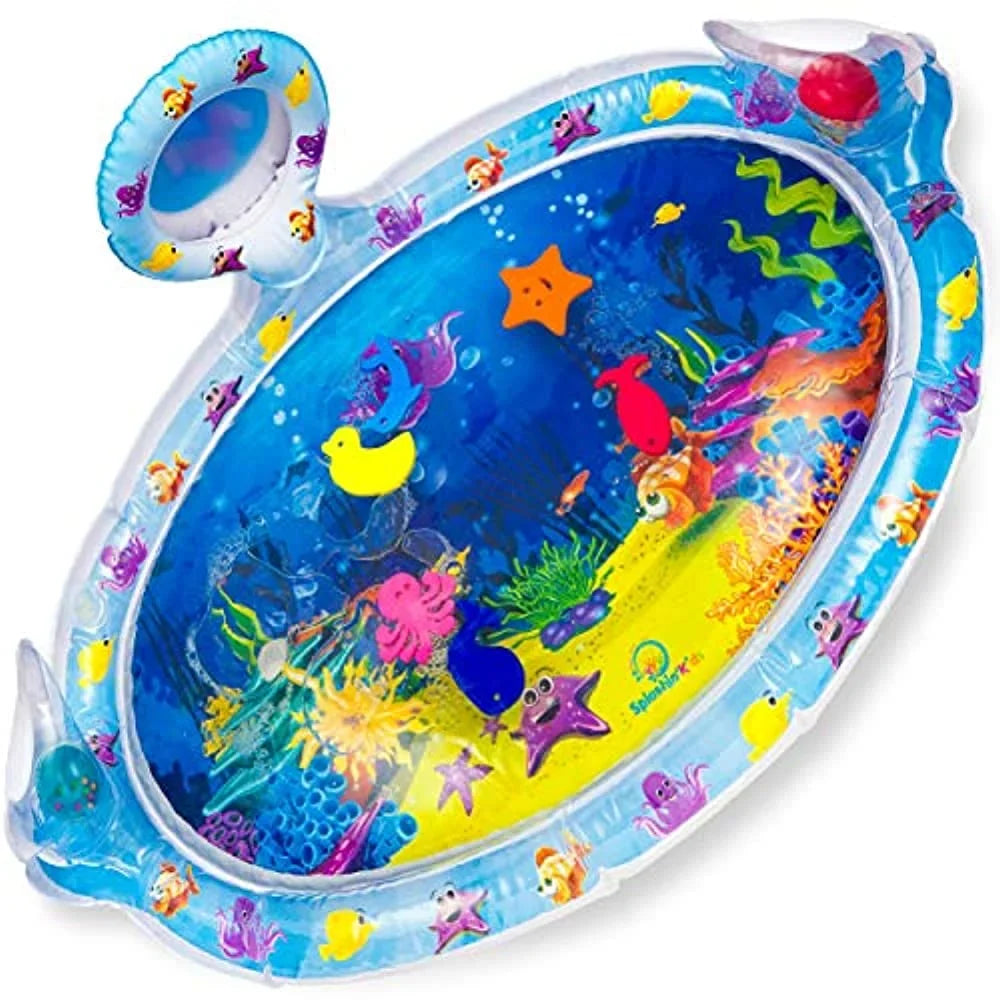 Sizeplashin'kids Inflatable Tummy Time Premium Water mat with Mirror and rattles Infants Toddlers The Perfect Fun time Play Activity Center Your Baby's Sizetimulation Growth