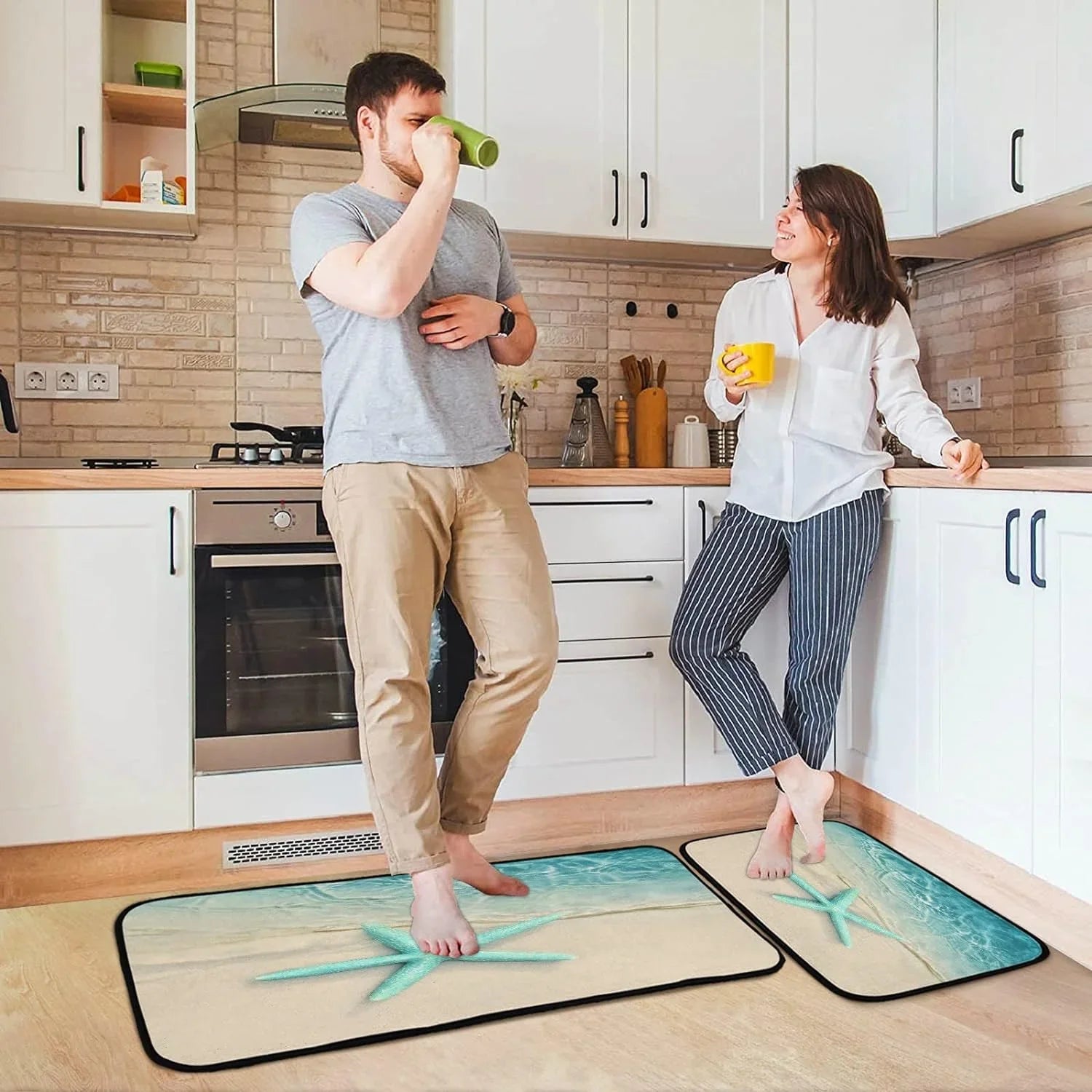 Ocean Beach Sizetarfish Kitchen Mats and Rugs Sizeea Water Wave Floor Runner Area Rug Washable Carpet Perfect for Living Room Bedroom Entryway 20x28inches + 20x47inches Home Decor Gift