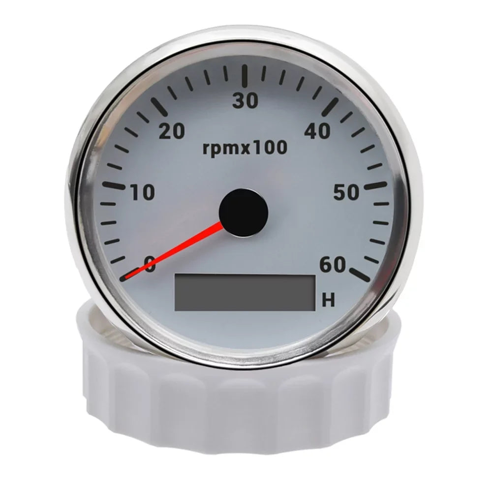 Geloo Marine Tachometer Hour Meter Waterproof Boat Tachometer Gauge 0-6000RPM 85mm