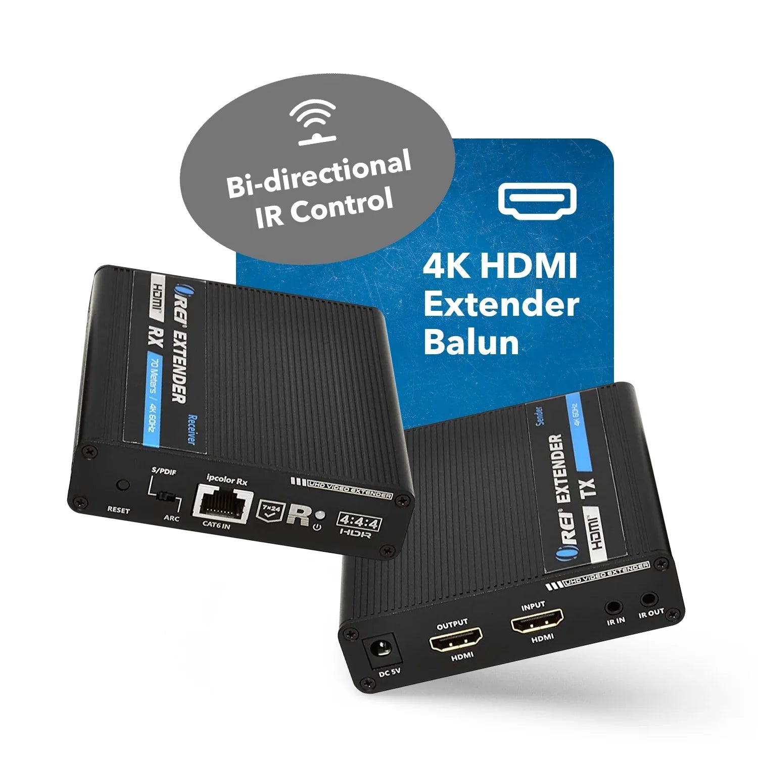 OREI 4K HDMI Extender Over CAT6/7 -230 Ft -IR Blaster & Audio Extraction (UHD-IPC230-K)