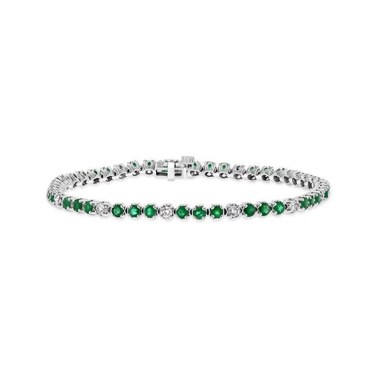 Louis Creations BRB398ED 3.09 CTW Diamond & Emerald Bracelet, 14K Ivory Gold