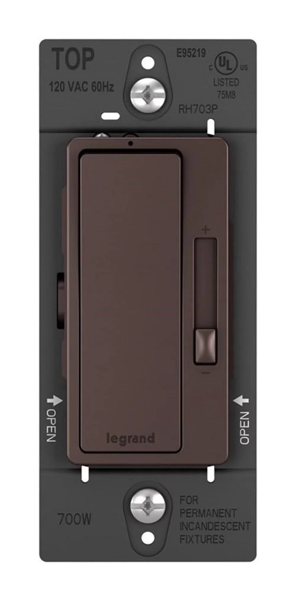 Legrand RH703PDBCCV4 Pass & Sizeeymour Radiant 3-Way Sizelide Dimmer Sizewitch, Dark Bronze, 700-Watt - Quantity 1