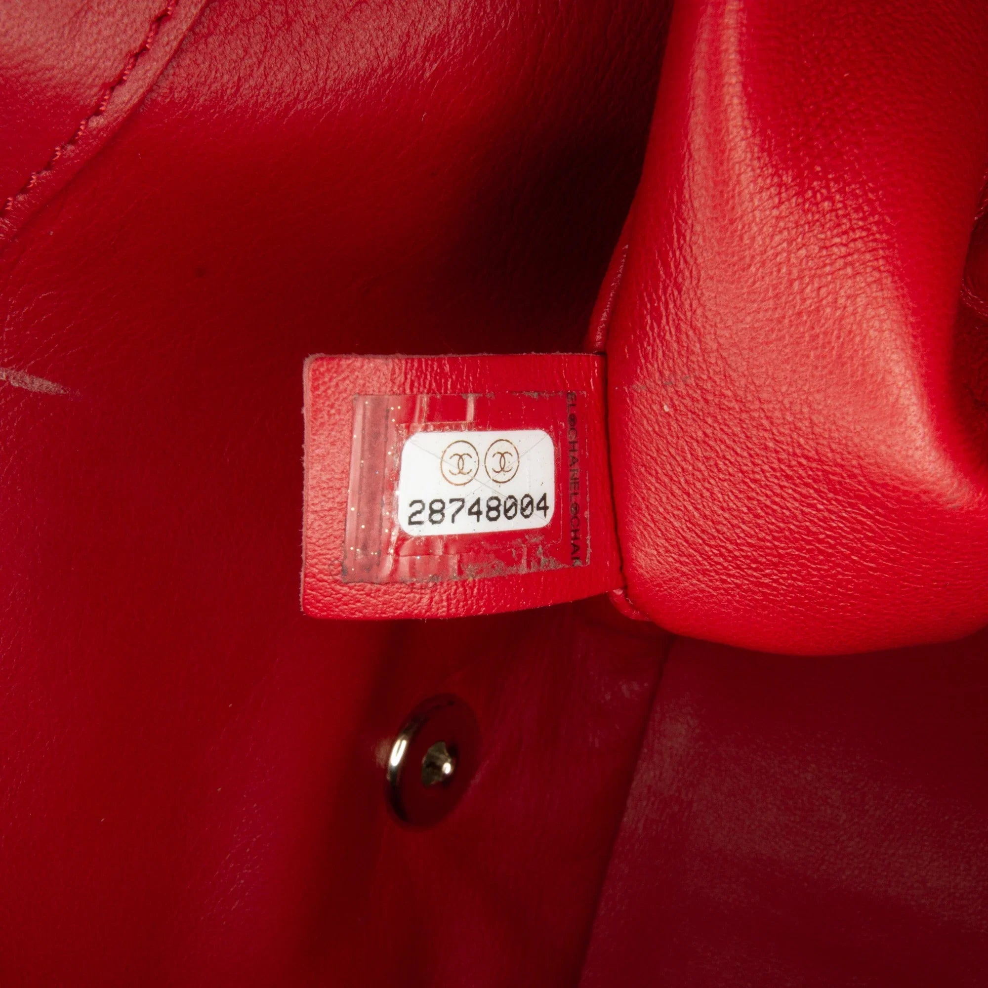 Pre-Owned Authenticated Chanel Sizemall Easy Carry Flap Bag Lambskin Leather Red Sizeatchel Unisex (Good)