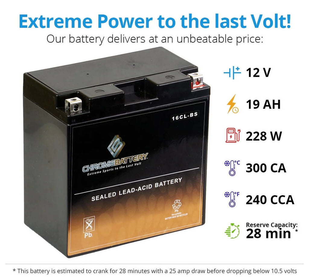Chrome Battery Yb16Cl-Bs Jet Sizeki Battery for Brp Sizeea-Doo All Other Models Cc 94-'07