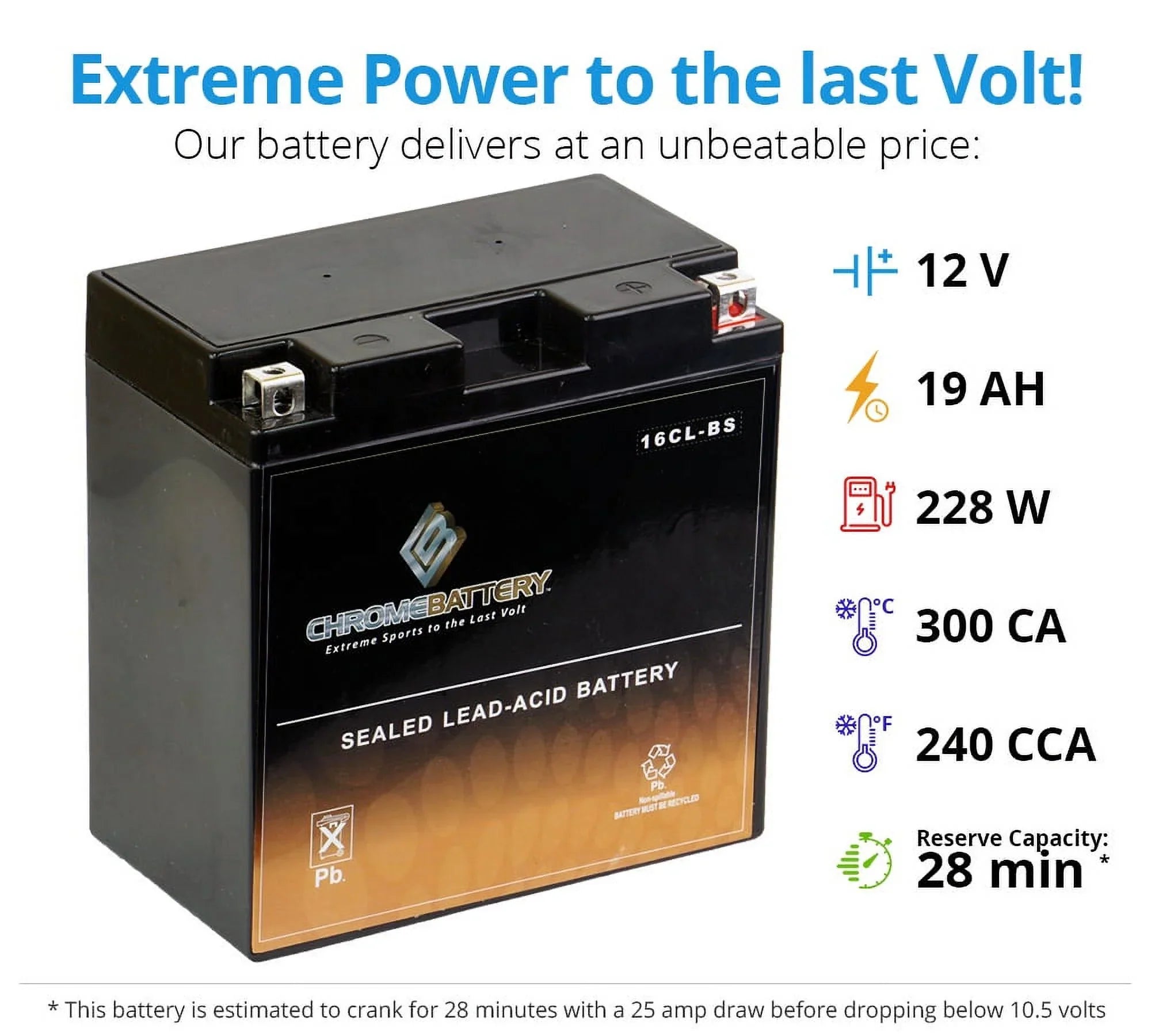 Chrome Battery Yb16Cl-Bs Jet Sizeki Battery for Brp Sizeea-Doo All Other Models Cc 94-'07