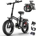 Electric Bike for Adults, 48V 20AH Folding E-Bike Easy Assemble, 16* Tire Commuter Bike 40Miles Range 330lbs Load, Full UL GCC Certified, Black Ebike T1