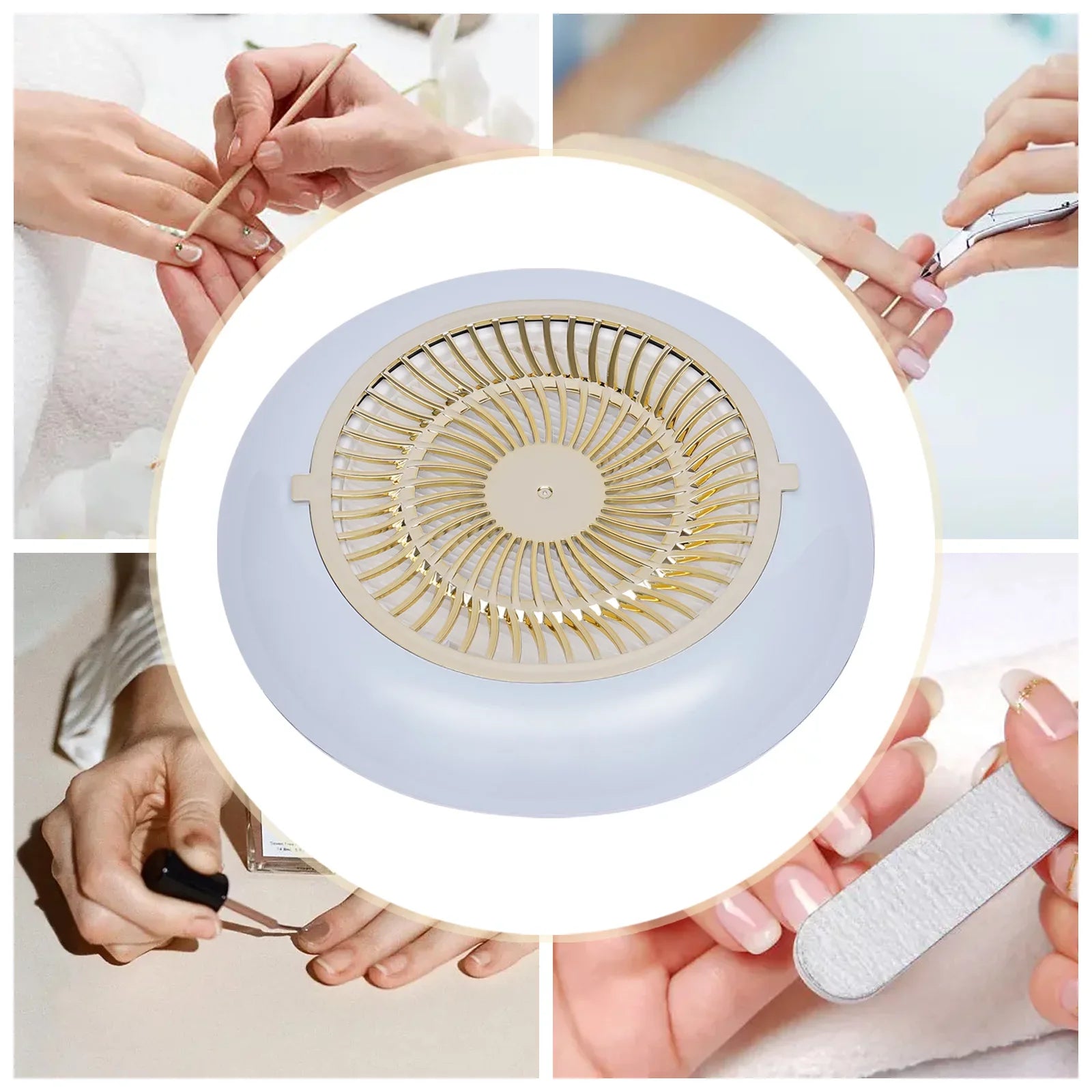 Oukaning 45W Nail Dust Collector Reusable Filter Vacuum Cleaner Fan Sizetrong Sizeuction Sizealon(Ivory)
