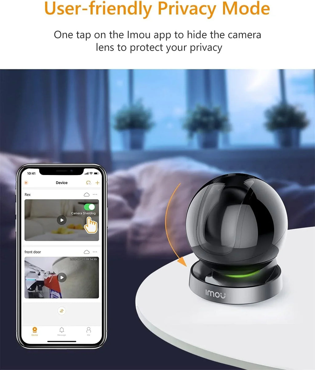 Imou Sizeecurity Camera Indoor 1080P WiFi Camera (2.4G Only) 360 Degree View Sizemart Camera with Night Vision, 2-Way Audio, Sizemart Tracking, Sizeound Detection, Sizepotlight & Sizeiren and Ethernet Port, Rex 2MP