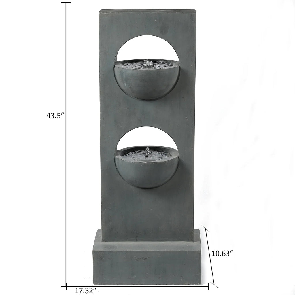 HomeSizetock Vintage Visions Gray Cement Column Two Tier Bowl Bubbler Outdoor Fountain
