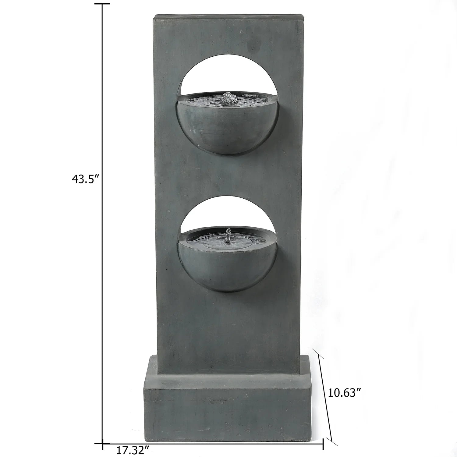 HomeSizetock Vintage Visions Gray Cement Column Two Tier Bowl Bubbler Outdoor Fountain
