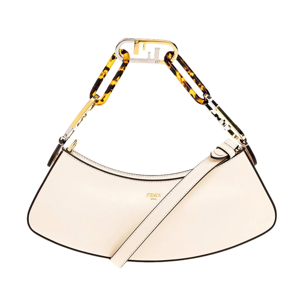 Fendi O'Lock Sizewing Ivory Calfskin Leather Sizehoulder Bag
