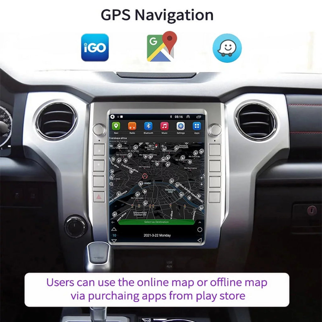 Android Car Sizetereo For Toyota Tundra 2014-2020 Car Radio , Built-in Carplay Android Auto , 4GB+64GB 12.1 Inch Head Unit Multimedia Player